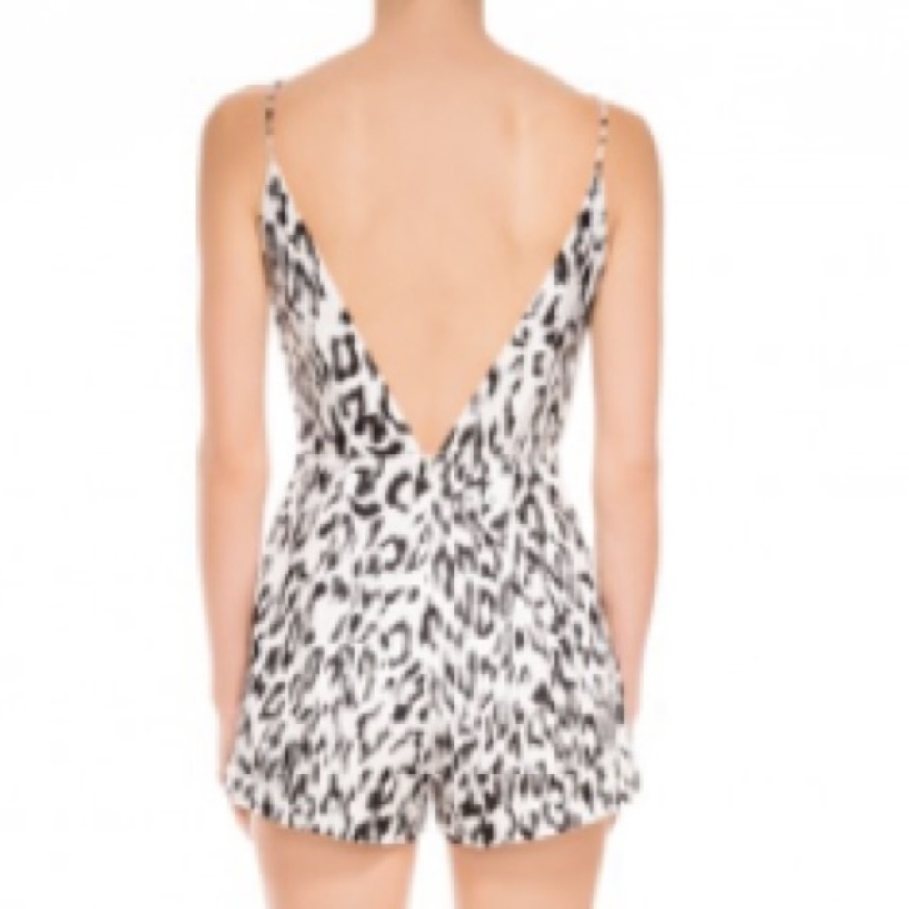 Finders Keepers Diamond Cheetah Black and‎ White Playsuit Open Back Romper